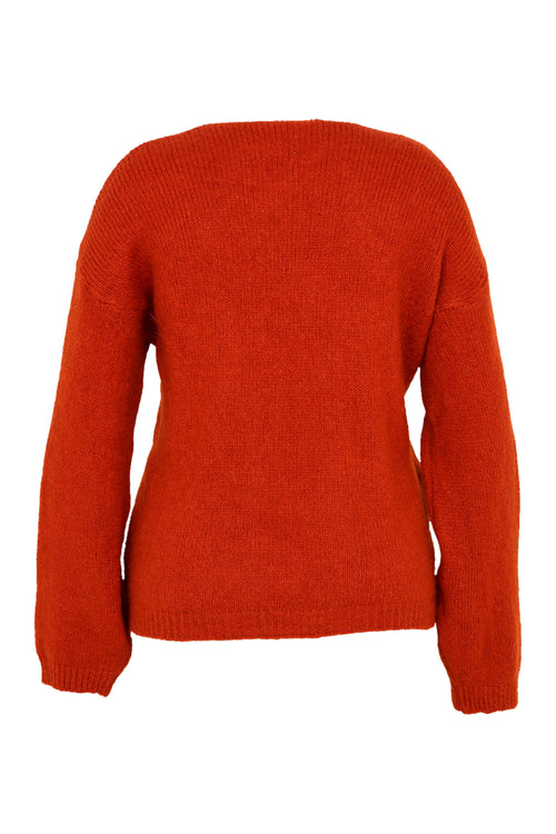 Effen, open cardigan in zacht mohair-Paprika-11