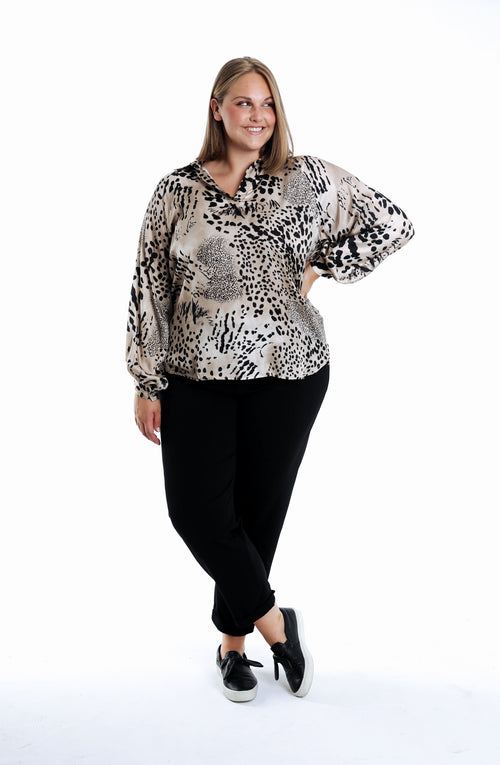 Blouse en viscose imprimé animal-Paprika-5
