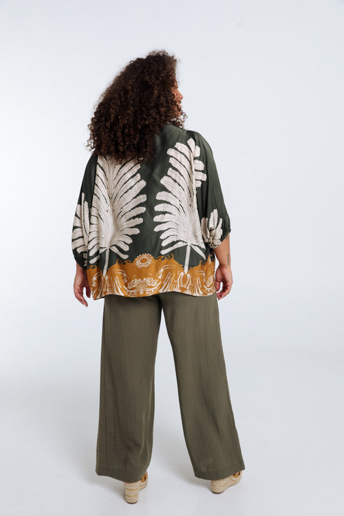 Blouse van viscose met palmprint-Paprika-2