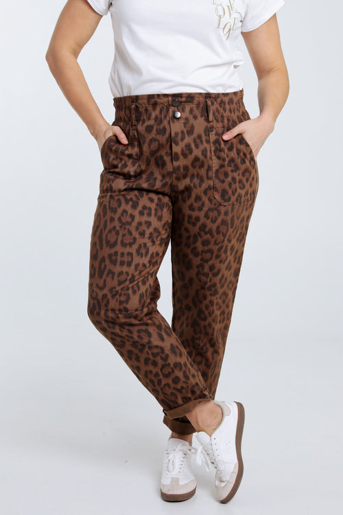 Katoenen broek met dierenprint-Paprika-2