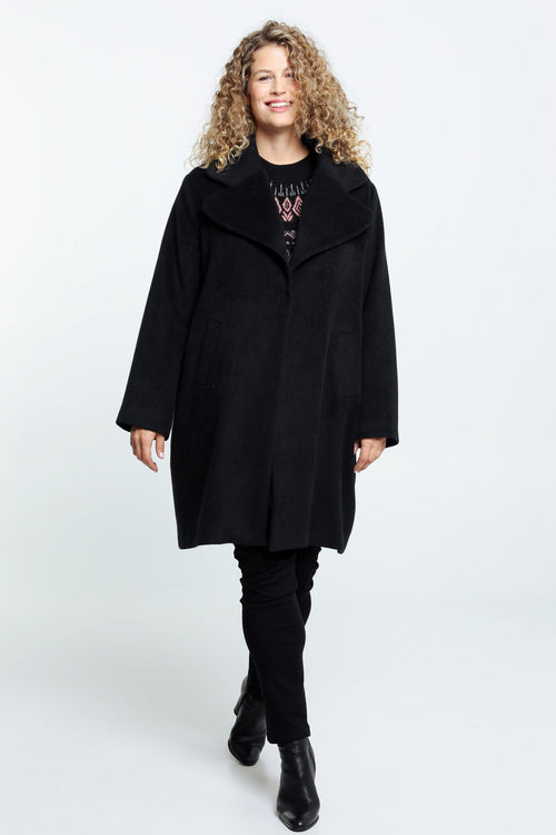 Lange, wollen jas met grote kraag en drukknopen-Paprika-7