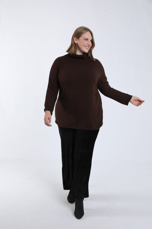 Effen tuniektrui met coltrui-Paprika-6