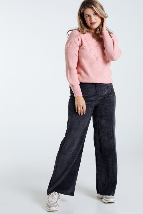 Wijde broek in fluweel-Paprika-10