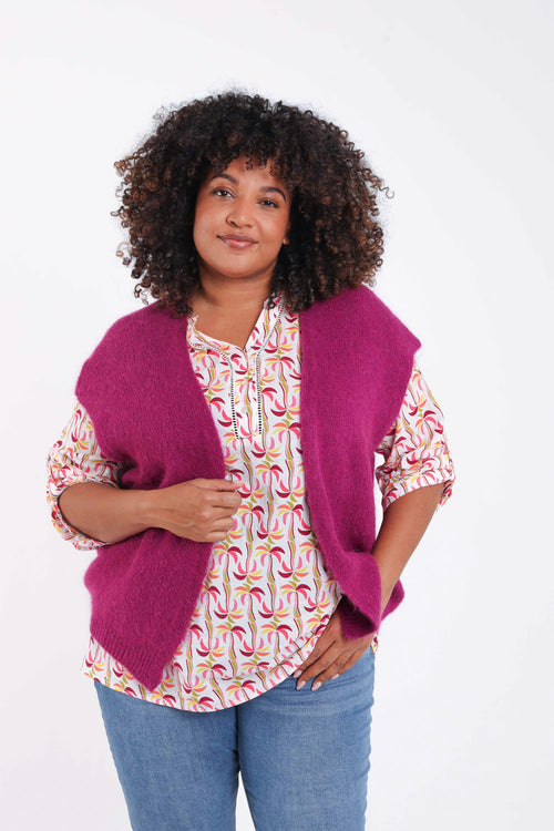 Effen mouwloos gilet-Paprika-4