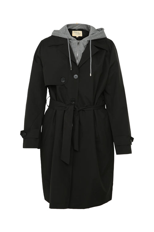 Trench effet double avec capuchon amovible-Paprika-5
