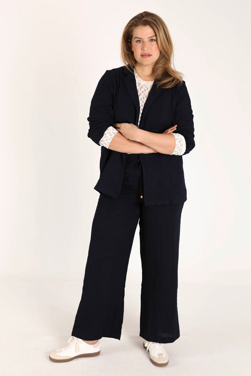 Pantalon large en viscose uni-Paprika-7