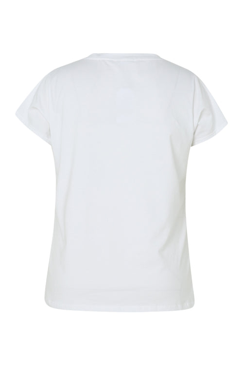 T-shirt van katoen met bloemenprint en folie-Paprika-11