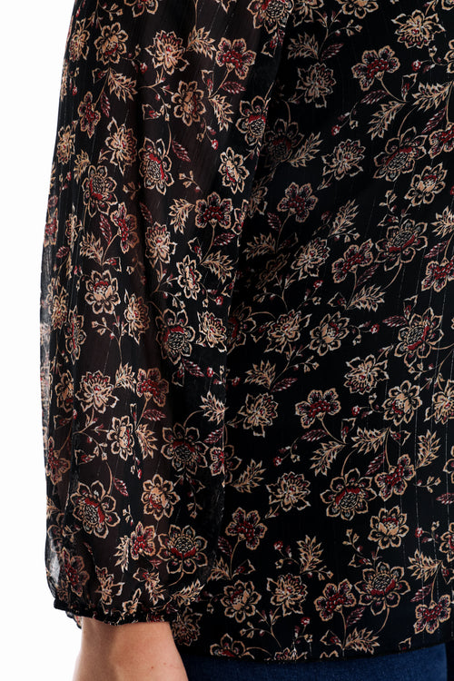Blouse imprimé fleurs indiennes-Paprika-5