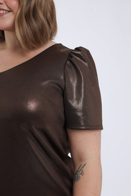 Effen jurk met satijneffect-Paprika-5