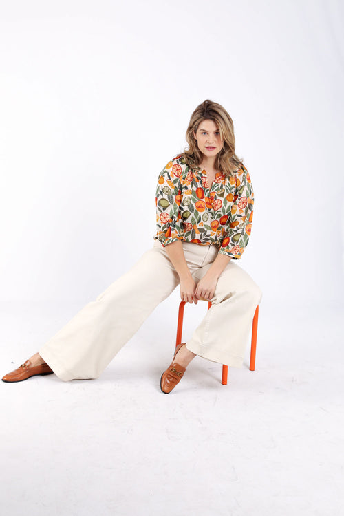 Blouse met citrusprint-Paprika-9