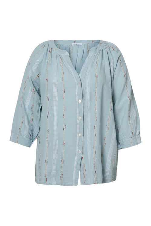 Effen katoenen blouse met multicolore details-Paprika-2
