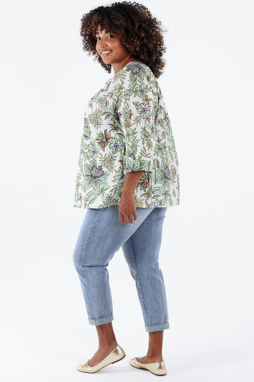 Katoenen blouse met bloemenprint-Paprika-2