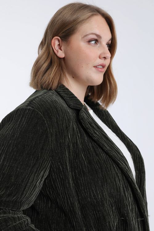 Blazer uni en velours plissé-Paprika-5