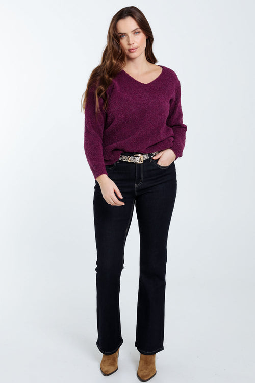 Effen, lusgebreide trui-Paprika-7