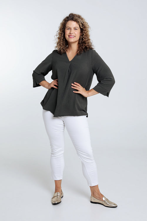 Losse, effen blouse-Paprika-5