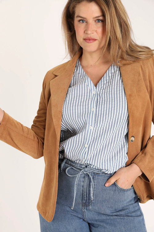 Gestreepte katoenen blouse-Paprika-7