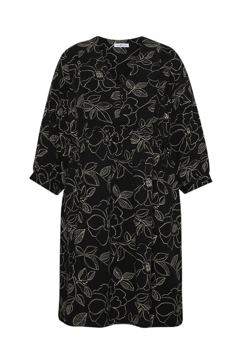 Korte jurk van bedrukt viscose met bloemenprint-Paprika-11