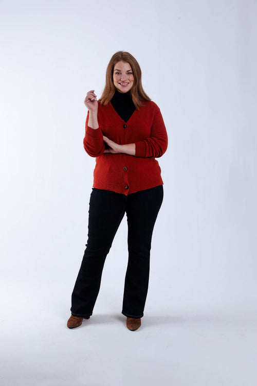Effen cardigan-Paprika-6