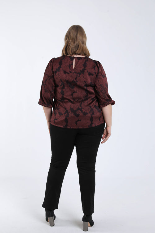 Blouse effet dentelle dessin floral-Paprika-2