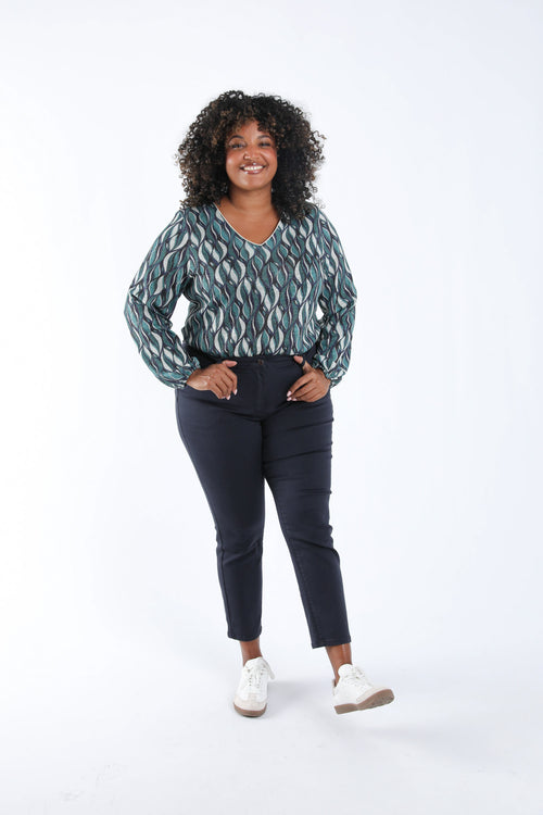 Effen slim fit 7/8 broek Louise-Paprika-6