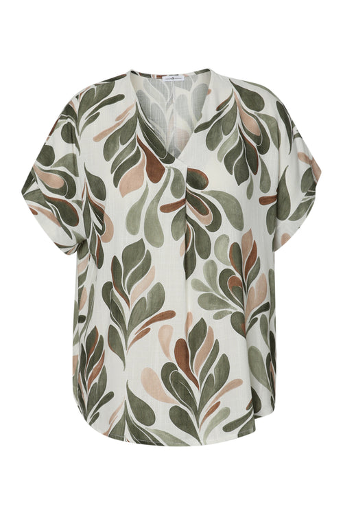 Blouse van viscose met bladprint-Paprika-8