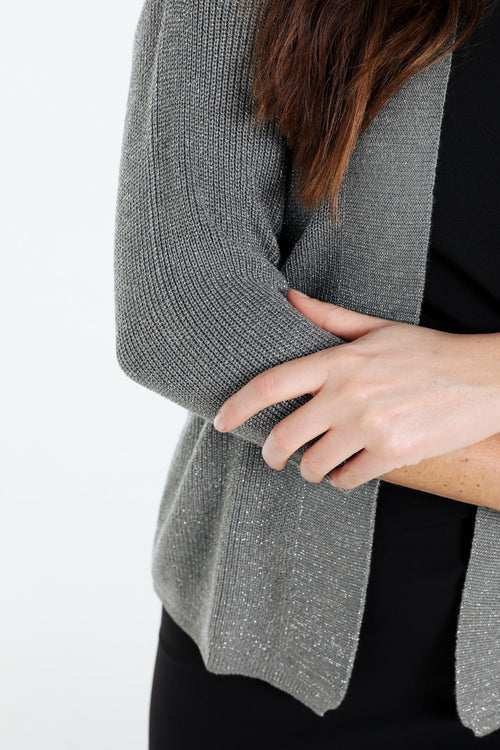 Korte, effen cardigan in viscose met lurex-Paprika-5