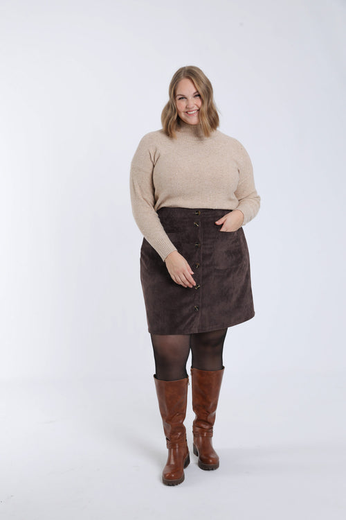 Jupe courte en velours-Paprika-5