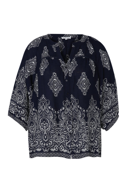 Blouse van viscose met cachemireprint-Paprika-10