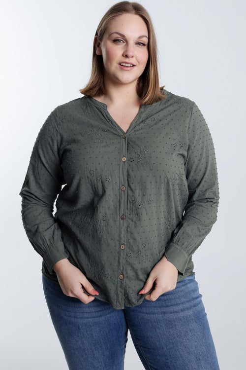  Katoenen blouse met borduursels -Paprika-1