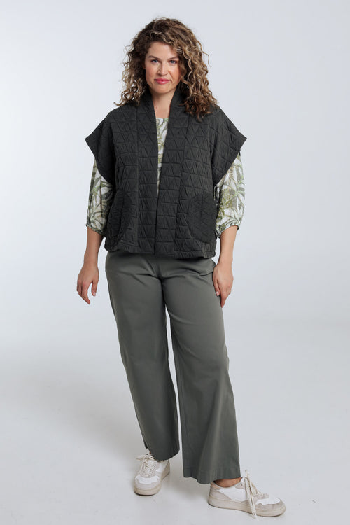 Gewatteerde effen kimono jas-Paprika-7