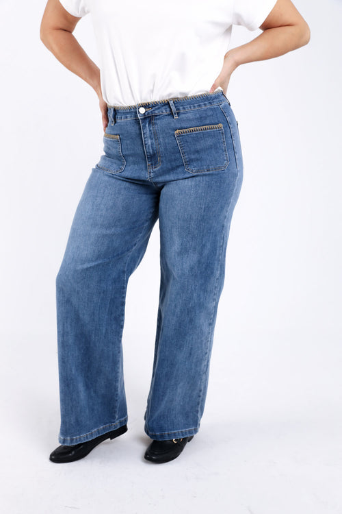 Jeans Elodie avec poches et détail broderie-Paprika-4