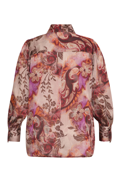 Overhemd met lavallière en wazige paisleyprint-Paprika-2