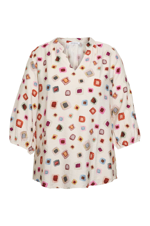 Blouse en viscose imprimé géométrique-Paprika-9