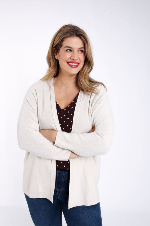 Lange cardigan in effen viscose-Paprika-2