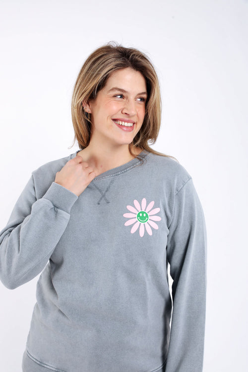 Sweat en coton imprimé fleuri-Paprika-3