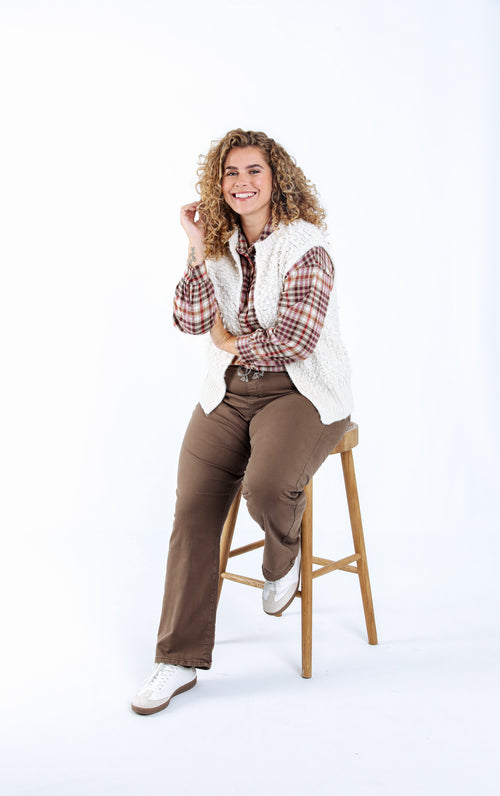 Effen mouwloos gilet-Paprika-6
