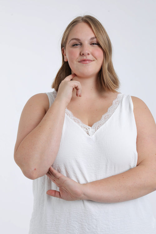 Effen top met kant-Paprika-2