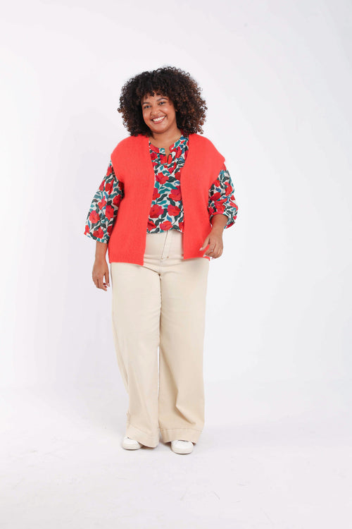 Effen mouwloos gilet-Paprika-6