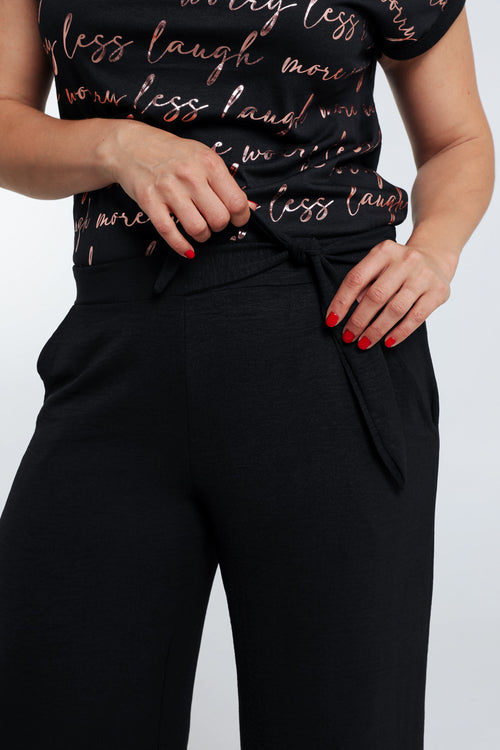 Losse, effen broek met geknoopte riem-Paprika-4