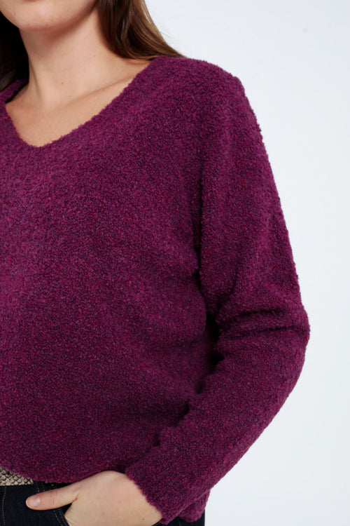 Effen, lusgebreide trui-Paprika-5