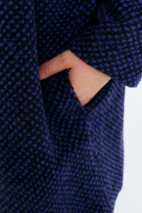 Korte, effen jas in gespikkelde stof met wol-Paprika-6