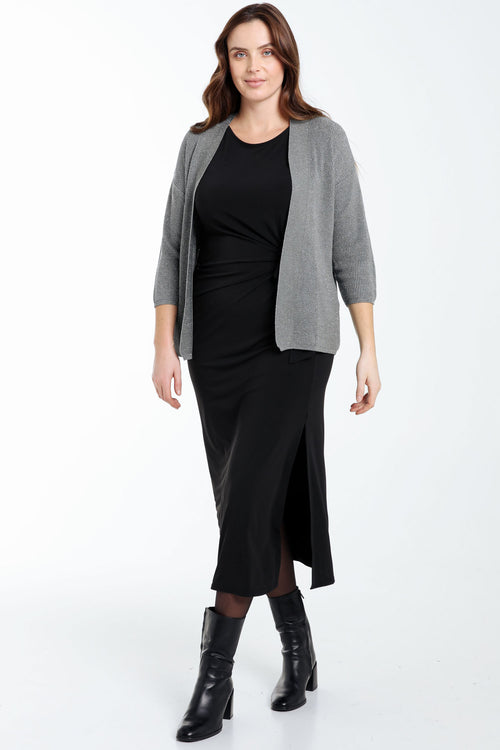 Korte, effen cardigan in viscose met lurex-Paprika-7