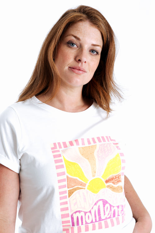 T-shirt en coton imprimé soleil-Paprika-5
