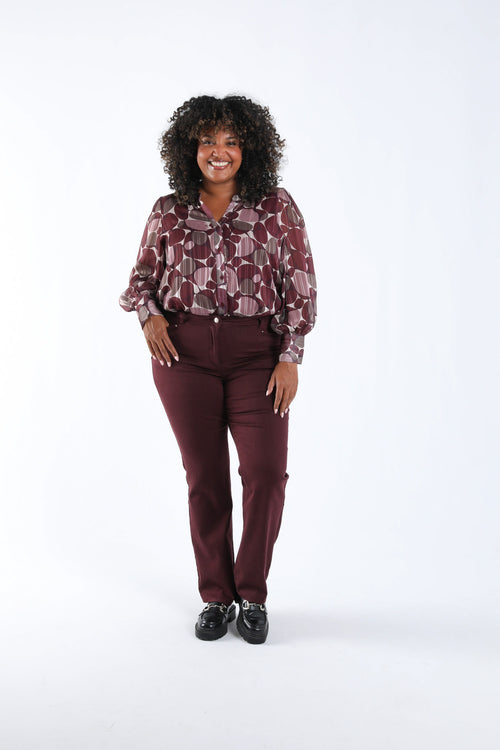 Blouse met rondjesprint en folieprint-Paprika-5