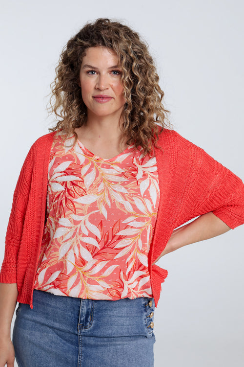 Effen opengewerkt vest-Paprika-4
