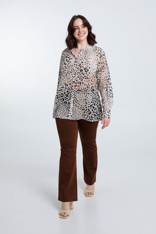 Blouse peau de bête avec plumetis-Paprika-9