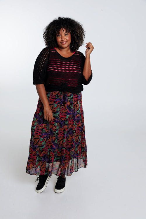 Korte, effen trui in viscose-Paprika-8