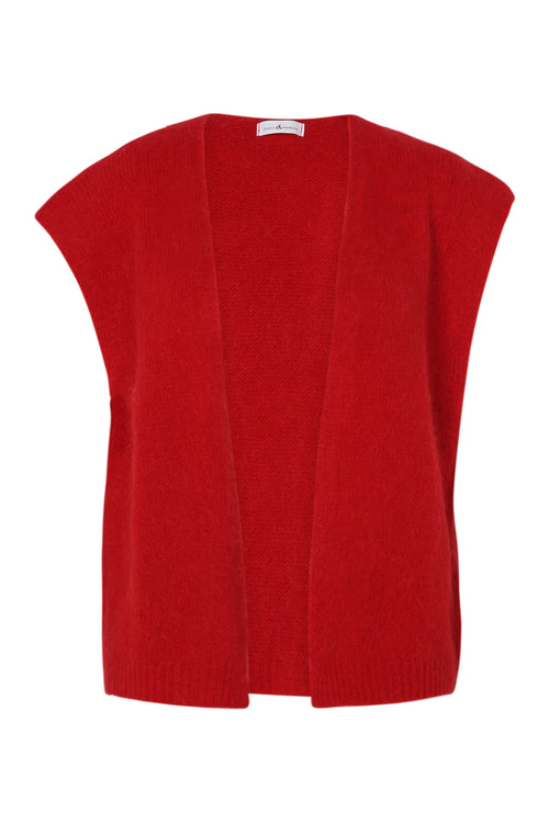 Effen mouwloos vest-Paprika-10