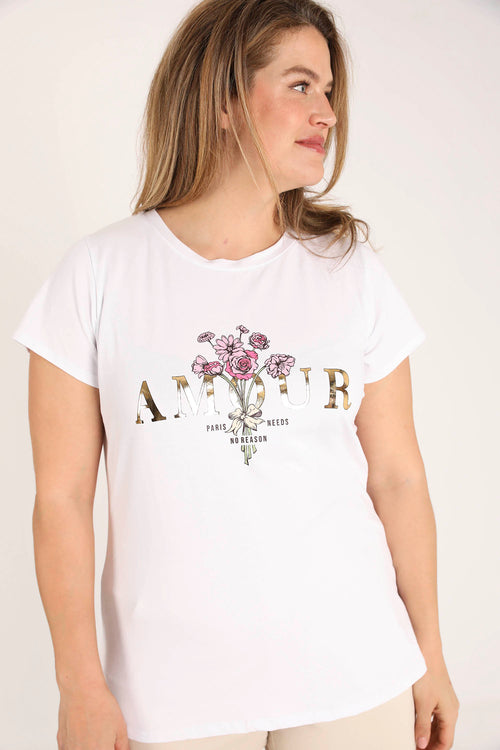 T-shirt van katoen met Amour-print-Paprika-4