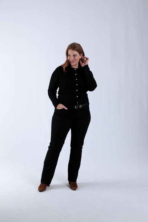 Effen cardigan met knopen en ruches-Paprika-7